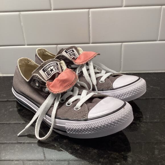 Converse All Star Women’s‎ Double Tongue Low Top Sneakers Tennis Gray Size M5/W7 - Picture 1 of 9